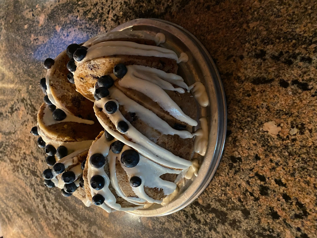 Blueberry Zucchini (Bundt) Cake with Lemon Buttercream Frosting