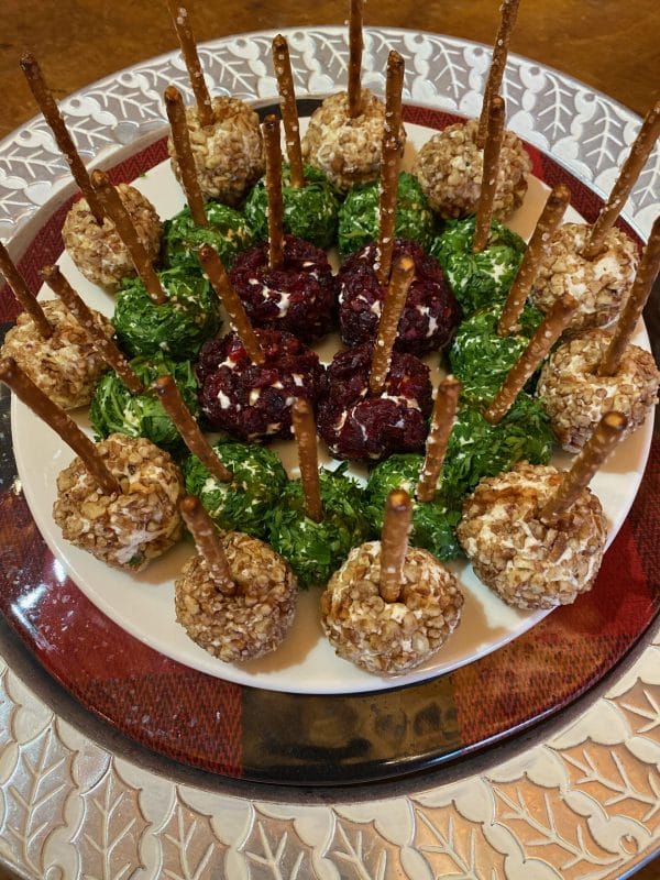 Cheeseballs with pretzels