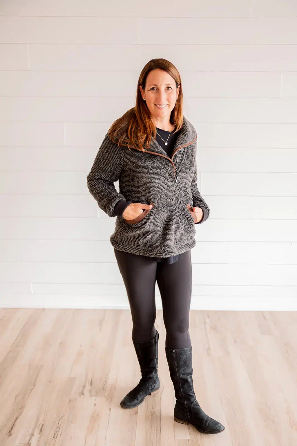 Stripe Fleece Pullover Top